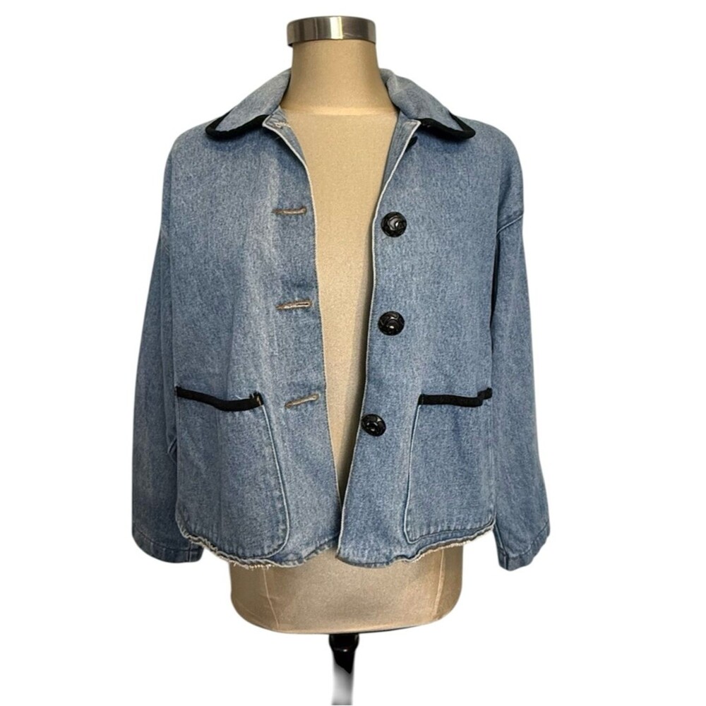 Vintage Joon Collection Denim Jacket 90s Cropped Boxy Stone Wash‎ Small
